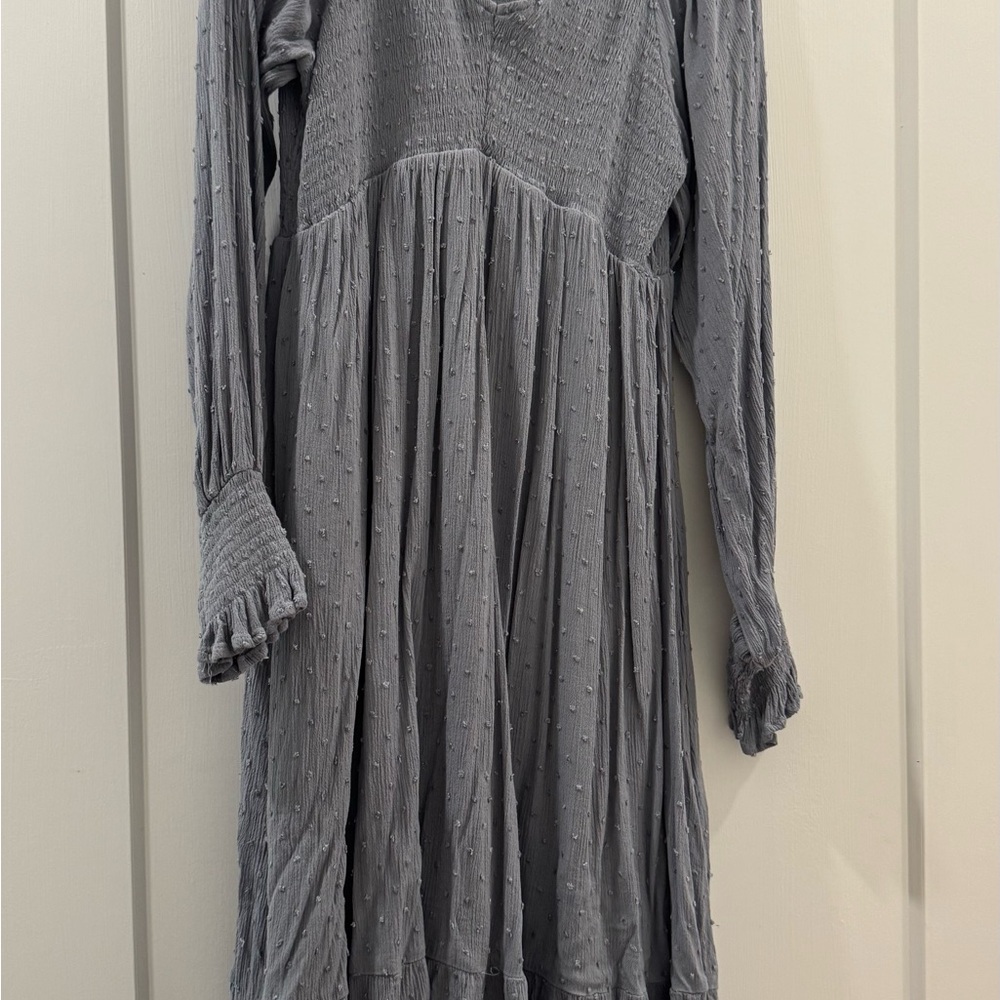 Baltic Born Gray Pleated Long Sleeve Dress